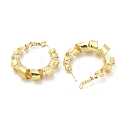 Brass Wrapped Hoop Earrings EJEW-M260-05G-1