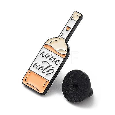 Bottle & Word Wine Not Enamel Pins JEWB-P020-B03-1
