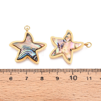 304 Stainless Steel Pave Natural Paua Shell Pendants STAS-N115-22B-G-1
