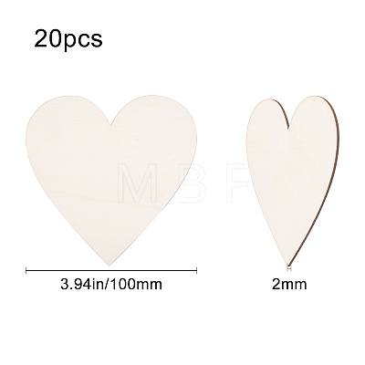Unfinished Wood Heart Cutout Shape WOOD-WH0101-37E-1