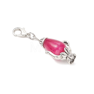 Natural Crackle Agate Teapot Pendant Decorations HJEW-JM04734-01-1