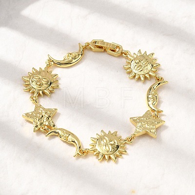 Brass Link Bracelets for Women BJEW-C118-01G-1