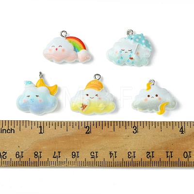 5Pcs 5 Colors Opaque Resin Pendants RESI-FS0001-67B-1