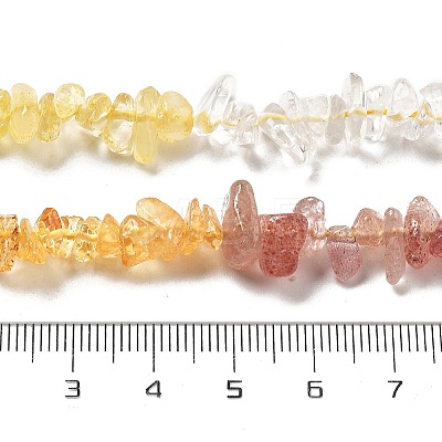 Natural Quartz Crystal & Strawberry Quartz & Citrine Beads Strands G-L610-A24-01-1