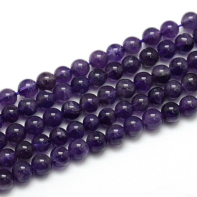 Natural Amethyst Round Bead Strands X-G-L170-6mm-01-1