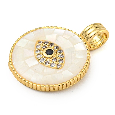 Rack Plating Brass Micro Pave Clear Cubic Zirconia Pendants KK-Z063-14G-02-1