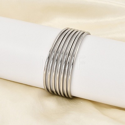 7Pcs 201 Stainless Steel Plain Bangle Sets for Women BJEW-L664-022C-P02-1