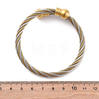 304 Stainless Steel Torque Bangles for Women BJEW-P310-20GP-1