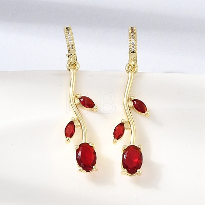 Brass Micro Pave Cubic Zirconia Hoop Earrings CU-CBA108A-14G-03-1