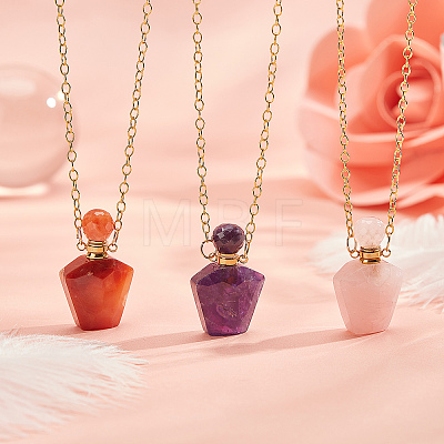 15 Piece DIY Natural Amethyst Perfume Bottle Pendant Necklaces Making Kits DIY-SC0014-86B-1