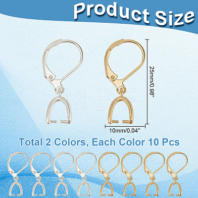 10 Pair 2 Color Brass Leverback Earring Findings EJEW-AB00046-1