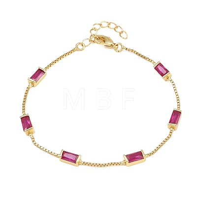 Brass Pave Rectangle Cubic Zirconia Link Chain Bracelets KK-CBA960E-14G-1