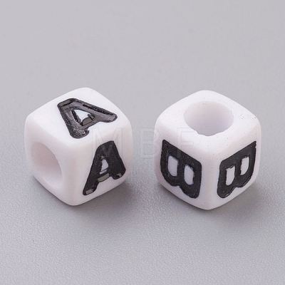 Chunky Letter Acrylic Cube Beads for Kids Jewelry X-PL37C9129-1