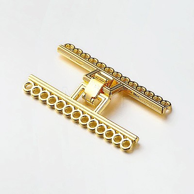 13 Strands Alloy and Brass Fold Over Clasps PALLOY-N0112-06G-1
