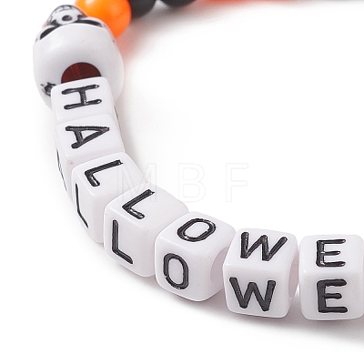 Halloween Theme Acrylic Beaded Stretch Bracelets BJEW-JB09193-01-1