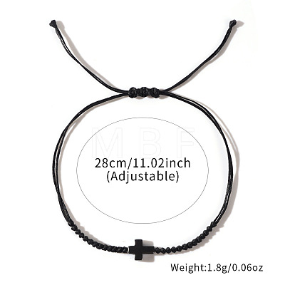 Synthetic Stone Cross Braided Cord Adjustable Bracelets CC2534-1-1