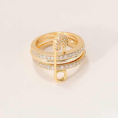Brass Micro Pave Cubic Zirconia Finger Rings FA7520-5-1