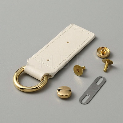 Alloy D Ring Clasps with PU Leather Tab FIND-WH0147-90A-1