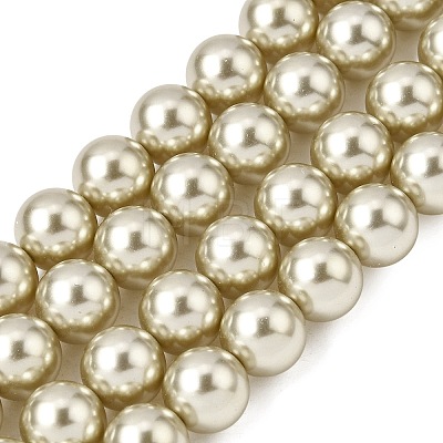 Baking Paint Pearlized Glass Pearl Round Bead Strands PEAR-H019-02D-14-1