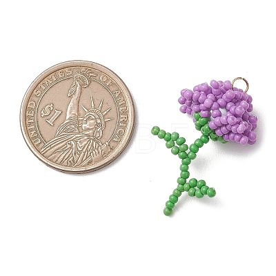 Glass Seed Beaded Flower Pendans PALLOY-MZ01224-01-1