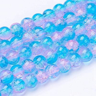 Spray Painted Crackle Glass Beads Strands CCG-Q001-6mm-19-1