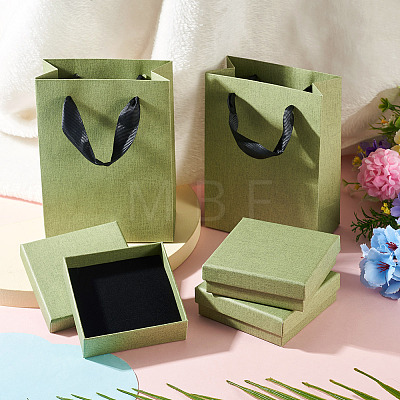 3Pcs Square Paper Jewelry Display Cases CON-TA0001-39D-01-1