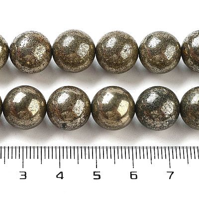 Natural Pyrite Round Beads Strands G-F197-10-8mm-1