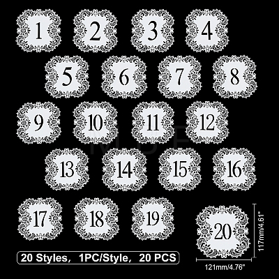SUPERFINDINGS 2 Set 2 Style Paper Table Numbers Cards AJEW-FH0001-88-1