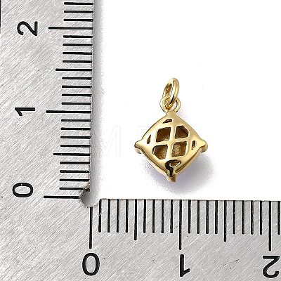 Rhombus Brass with Glass Charms KK-G525-02G-02-1