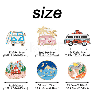 Yilisi 13Pcs 13 Style Flat Round & Car & Moon Alloy Enamel Brooches JEWB-YS0001-07-1