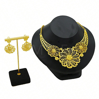 Hollow Flower Alloy Earrings & Necklaces for Women FS-WG23FC9-01-1