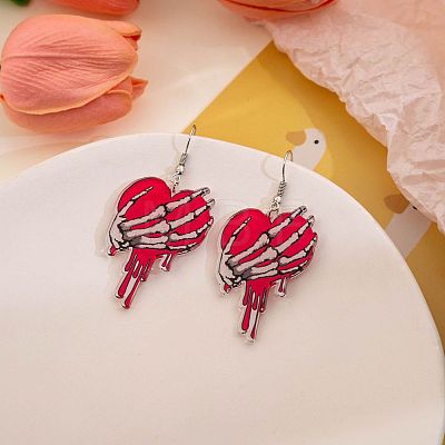 Valentine's Day Acrylic Dangle Earrings FS-WGA423C-06-1
