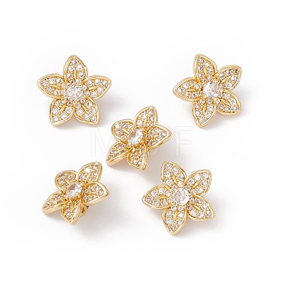 Rack Plating Brass Pave Clear Cubic Zirconia Connector Charms ZIRC-C040-17G-1