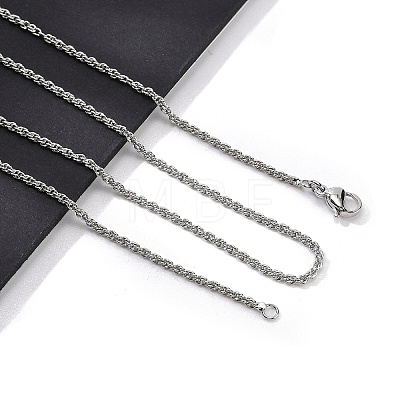 2mm Brass Rope Chain Necklaces for Men Women NJEW-G160-18P-1