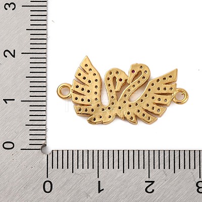 Rack Plating Brass Micro Pave Cubic Zirconia Couple Swan Connector Charms KK-Z070-13G-1