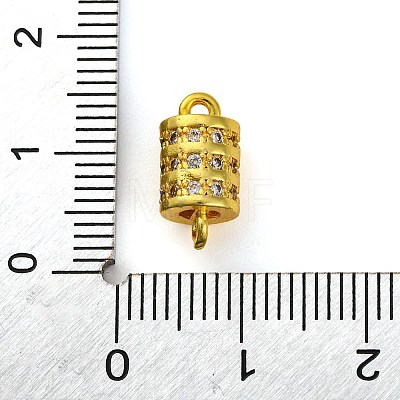 Brass Micro Pave Clear Cubic Zirconia Hollow Column Connector Charms KK-A230-05D-G-1