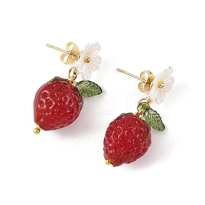 Handmade Lampwork & Acrylic Stud Dangle Earrings EJEW-JE07216-1