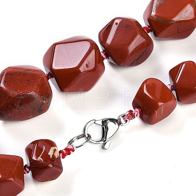 Natural Red Jasper Nuggets Beaded Necklaces for Women Men NJEW-K388-01L-1