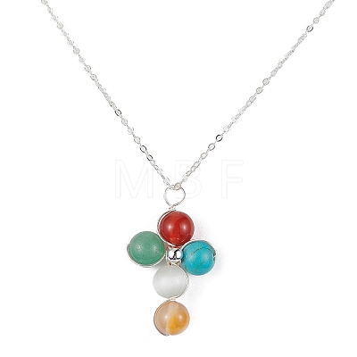 Natural & Synthetic Mixed Gemstone Cross Jewelry Set SJEW-JS01284-02-1