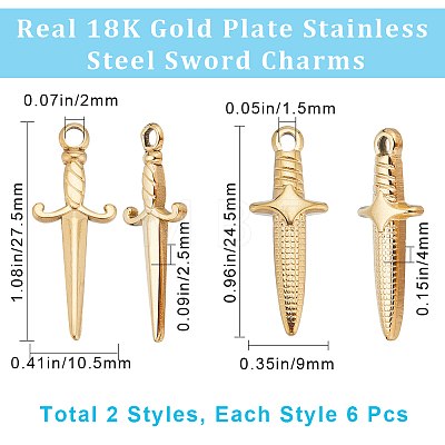 CREATCABIN 12Pcs 2 Styles 201 & 304 Stainless Steel Pendants STAS-CN0001-53-1