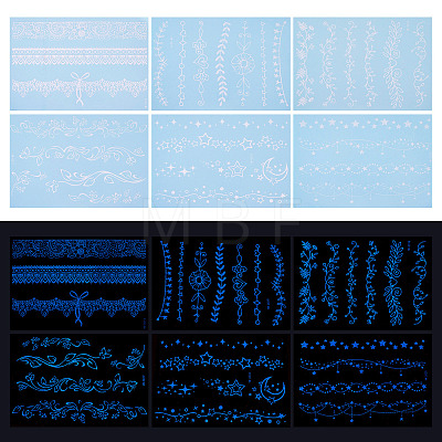 6 Sheets Luminous Paper Tattoo Stickers STIC-TAC0001-007A-1