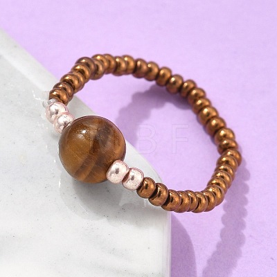 Natural & Synthetic Mixed Stone Stretch Rings RJEW-JR00255-1