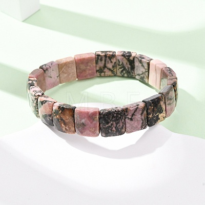 Natural Rhodonite Faceted Beaded Stretch Bracelets for Women BJEW-K251-08I-1