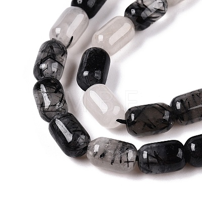 Natural Black Tourmalinated Quartz Beads Strands G-G980-47-1