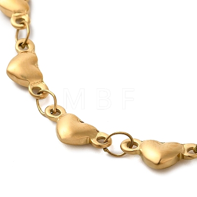 304 Stainless Steel Heart Link Chain Bracelets for Women BJEW-K237-07G-1