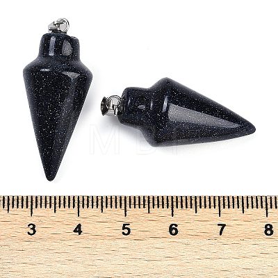 Synthetic Blue Goldstone Gemstone Pointed Pendants G-K384-01P-05-1