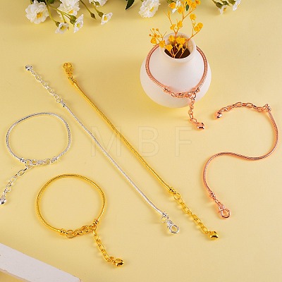 6Pcs 3 Color Brass Snake Chain Bracelets Set for Girl Women BJEW-SZ0001-80-1