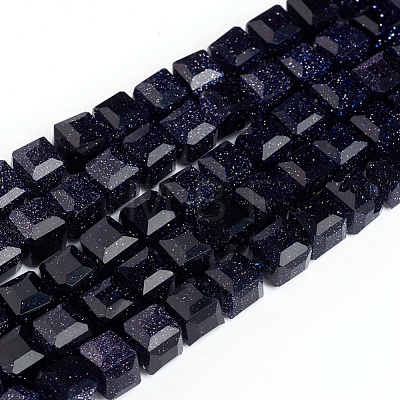 Synthetic Blue Goldstone Beads Strands G-E560-A01-6mm-1