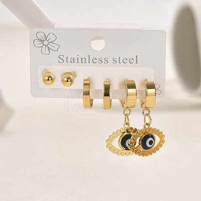 3 Pairs Evil Eye Stainless Steel Earring Sets ZH5576-2-1