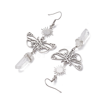 201 Stainless Steel Butterfly Dangel Earrings EJEW-JE05770-1
